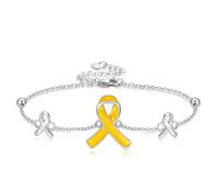 DAYLINLOVE Bring Them Home Bracelet 925 Sterling Silver Yellow Ribbon Bracelet Cancer Awareness Ribbon Bracelets Inspirational Jewelry Gifts for Women Men