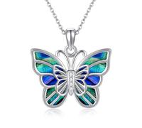 DAYLINLOVE Butterfly Necklace 925 Sterling Silver Butterfly Abalone Shell Pendant Butterfly Jewellery for Women
