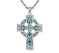 DAYLINLOVE Celtic Cross Necklace for Men S925 Sterling Silver Malachite Celtic Crucifix Pendant Necklace Celtic Knot Jewelry for Men Woman