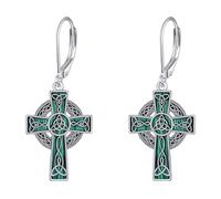 DAYLINLOVE Celtic Knot Cross Earrings 925 Sterling Silver Celtic Knot Irish Religious Jewelry Birthday Gifts for Women