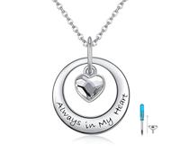 DAYLINLOVE Circle of Life Urn Necklace for Ashes 925 Sterling Silver Eternity Memorial Urn Pendant Always in My Heart Cremation Jewelry Keepsake for Men Women