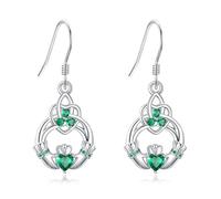 DAYLINLOVE Claddagh Earrings 925 Sterling Silver Trinity Celtic Knot Earring Eternity Love Celtic Shamrock Earrings Irish Jewelry Gifts for Women Mom Wife