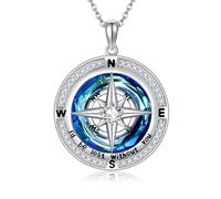 DAYLINLOVE Compass Necklace for Women 925 Sterling Silver I'd be Lost without You Compass Necklace Crystal Compass Jewelry Gifts for Women Anniversary Birthday Graduation Gifts