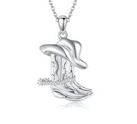 DAYLINLOVE Cowgirl Boot Necklace 925 Sterling Silver Western Cowboy Hat Pendant Necklaces Texas Boot Jewelry Wild West country Equestrian Gift for Women Girls Cowgirls Horse Lover