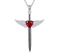 DAYLINLOVE Cross Necklace 925 Sterling Silver Angel Wings Cross Pendant Religious Christian Jewellery Gifts for Women