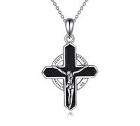 DAYLINLOVE Cross Necklace 925 Sterling Silver Crucifix Pendant Necklace Cross Christian Religious Jesus Christ Jewellery Gifts for Women Men Unisex
