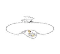 DAYLINLOVE Daffodil Bracelet 925 Sterling Silver Flower Teardrop Bracelet Floral Daffodil Jewellery Gifts for Women Girls