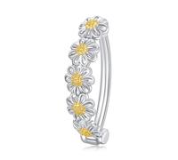DAYLINLOVE Daisy Belly Button Ring 925 Sterling Silver 16G Daisy Hoop Belly Button Piercing Body Navel Rings Flower Jewellery Gifts for Women Girls