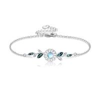 DAYLINLOVE Daisy Bracelet 925 Sterling Silver Moonstone Daisy Bracelet Flower Jewellery Gift For Women