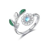 DAYLINLOVE Daisy Ring 925 Sterling Silver Moonstone Daisy Ring You Are My Sunshine Rings for Women