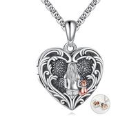 DAYLINLOVE Dog Women Heart Locket Necklace That Holds 2 Picture Sterling Silver Heart Shaped Picture Locket Necklace to Keep Someone Near to You