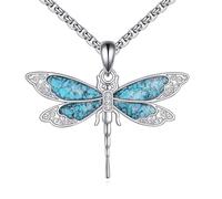 DAYLINLOVE Dragonfly Necklace 925 Sterling Silver Dragonfly Pendant With Turquoise Wings Dragonfly Jewellery Gift For Women