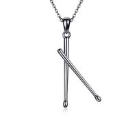 DAYLINLOVE Drumstick Necklace 925 Sterling Silver Drumsticks Pendant Necklaces Drummer Gifts Unique Jewelry for Women Men Music Lovers (Black)