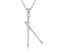 DAYLINLOVE Drumstick Necklace 925 Sterling Silver Drumsticks Pendant Necklaces Drummer Gifts Unique Jewelry for Women Men Music Lovers (Silver)