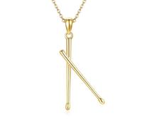 DAYLINLOVE Drumstick Necklace 925 Sterling Silver Drumsticks Pendant Necklaces Drummer Gifts Unique Jewelry for Women Men Music Lovers (Gold)