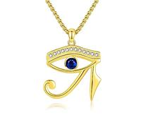 DAYLINLOVE Eye of Horus Necklace 925 Sterling Silver Eye of Ra Pendant Necklace Ancient Egyptian Egypt Necklace Protection Jewelry Gifts for Men Women