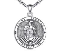 DAYLINLOVE Firefighter Gifts 925 Sterling Silver St Florian Firefighter Necklace Patron Amulet Medal Jewelry Gifts for Men Women Father