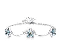 DAYLINLOVE Forget Me Not Bracelet S925 Sterling Silver Pressed Flower Link Bracelet Forget Me Not Jewelry Gift For Women Flower Lovers