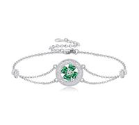 DAYLINLOVE Four Leaf Clover Bracelet 925 Sterling Silver Celtic Knot 4 Leaf Clover Bracelets Green Saint St Patrick's Day Lucky Irish Jewellery Gifts for Women Girls