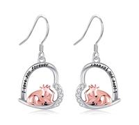 DAYLINLOVE Goat Gifts 925 Sterling Silver Heart Goat Dangle Drop Earrings Goat Jewelry Gifts For Women Goat Lovers