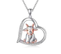 DAYLINLOVE Goat Necklace 925 Sterling Silver Goats Heart Shape Pendant Necklace Baphomet Goat Animal Jewellery Gifts for Women Girls Goat Lover
