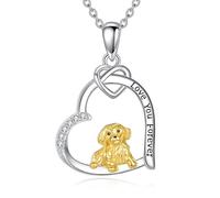 DAYLINLOVE Golden Retriever Necklace S925 Sterling Silver Golden Retriever Pendant Necklaces Dog Jewelry Gifts For Women Mom Wife
