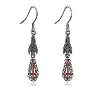 DAYLINLOVE Goth Bat Earrings 925 Sterling Silver Gothic Upside Down Cross Dangle Drop Earrings Vampire Victorian Jewellery Gifts for Women Girls Bat Lover