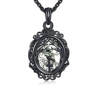 DAYLINLOVE Goth Necklace 925 Sterling Silver Skull/Bat/Raven/Hecate/Santa Muerte/Memento Mori/The Lovers Tarot Card/Ghost/Rib Cage/Anatomical Heart/Medusa/Spoon Pendant Gothic Jewellery Gift Women Men