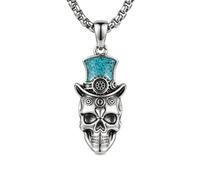 DAYLINLOVE Goth Necklace 925 Sterling Silver Skull/Bat/Raven/Hecate/Santa Muerte/Memento Mori/The Lovers Tarot Card/Ghost/Rib Cage/Anatomical Heart/Medusa/Spoon Pendant Gothic Jewellery Gift Women Men