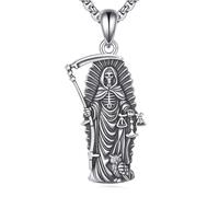 DAYLINLOVE Goth Necklace 925 Sterling Silver Skull/Bat/Raven/Hecate/Santa Muerte/Memento Mori/The Lovers Tarot Card/Ghost/Rib Cage/Anatomical Heart/Medusa/Spoon Pendant Gothic Jewellery Gift Women Men