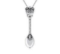 DAYLINLOVE Gothic Spoon Necklace 925 Sterling Silver Goth Skull Pendant Necklace Skeleton Spoon Jewellery Gifts for Women Unisex