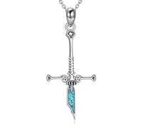 DAYLINLOVE Gothic Sword Necklace 925 Sterling Silver Goth Dagger Turquoise Pendant Necklace Sword Jewellery Gifts for Women Girls