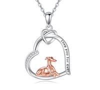 DAYLINLOVE Greyhound Necklace S925 Sterling Silver Heart Greyhound Gifts Animal Dog Jewelry Gifts for Women Greyhound Lovers