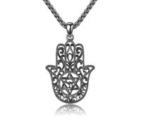 DAYLINLOVE Hamsa Necklace For Men 925 Sterling Silver Star Of David Necklace Chai Necklace Hamsa Hand Pendant Jewish Jewelry Religious Gifts For Men Women