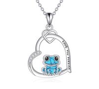 DAYLINLOVE Heart Animal Necklace S925 Sterling Silver Elephant/Manatee/Possum/Ferret/Bearded Dragon Pendant Necklace Animal Jewelry Gifts for Women