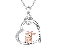 DAYLINLOVE Heart Animal Necklace S925 Sterling Silver Elephant/Manatee/Possum/Ferret/Bearded Dragon Pendant Necklace Animal Jewelry Gifts for Women