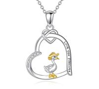 DAYLINLOVE Heart Animal Necklace S925 Sterling Silver Elephant/Manatee/Possum/Ferret/Bearded Dragon Pendant Necklace Animal Jewelry Gifts for Women