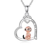 DAYLINLOVE Heart Animal Necklace S925 Sterling Silver Elephant/Manatee/Possum/Ferret/Bearded Dragon Pendant Necklace Animal Jewelry Gifts for Women