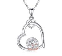 DAYLINLOVE Heart Animal Necklace S925 Sterling Silver Elephant/Manatee/Possum/Ferret/Bearded Dragon Pendant Necklace Animal Jewelry Gifts for Women