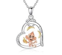 DAYLINLOVE Heart Animal Necklace S925 Sterling Silver Elephant/Manatee/Possum/Ferret/Bearded Dragon Pendant Necklace Animal Jewelry Gifts for Women