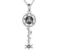 DAYLINLOVE Hecate Key Necklace S925 Sterling Silver Hekate Triple Moon Pendant Necklaces Hecate Key Jewelry Gifts for Women Mom Wife