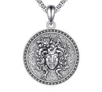 DAYLINLOVE Hecate Necklace 925 Sterling Silver Abalone Shell Oval Triple Moon Goddess Pendant Necklace Pagan Witch Proteccion Amulet Hecate Jewelry for Women (Medusa)