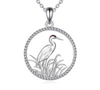 DAYLINLOVE Heron Necklace Sandhill Crane Necklace 925 Sterling Silver Crane Bird Pendant Necklace Bird Gifts Jewelry for Women Girls