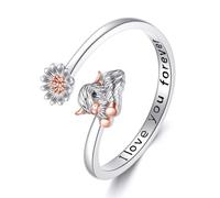 DAYLINLOVE Highland Cow Ring S925 Sterling Silver Adjustable Highland Cow Open Rings Highlands Cows Jewelry Gift for Women Mom Wife