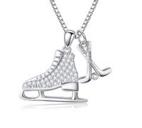 DAYLINLOVE Hockey Skate Necklace 925 Sterling Silver Hockey Sticks Pendant Necklace Sports Jewelry Gifts For Women Hockey Lovers Athlete Coach
