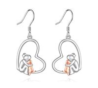 DAYLINLOVE I Love My Dog Earrings 925 Sterling Silver Dog Heart Shape Dangle Drop Earrings Forever in My Heart Puppy Memorial Jewellery Gifts for Women Girls Mom Grandma