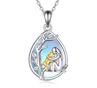 DAYLINLOVE I Lover My Dog Necklace 925 Sterling Silver Moonstone Always in My Heart Puppy Mom Pendant Necklace Animal Dog Jewellery Gifts for Women Mother Grandma