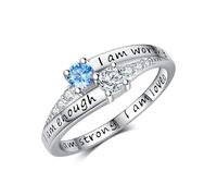 DAYLINLOVE Inspirational Gifts 925 Sterling Silver I Am Enough I Am Worthy I Am Strong I Am Loved Ring Spiritual Gifts for Women