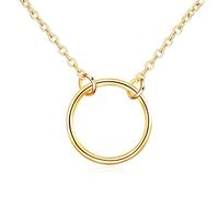 DAYLINLOVE Karma Choker Necklace for Women Gold Plated 925 Sterling Silver Open Circle Choker Necklace Jewelry Gifts (18+2inch, Gold plated)