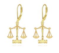 DAYLINLOVE Lawyer Leverback Earrings S925 Sterling Silver Justice Scale Earrings Gavel Earring Judge RBG Juror Lawyer Jewelry Gifts for Women (Gold)